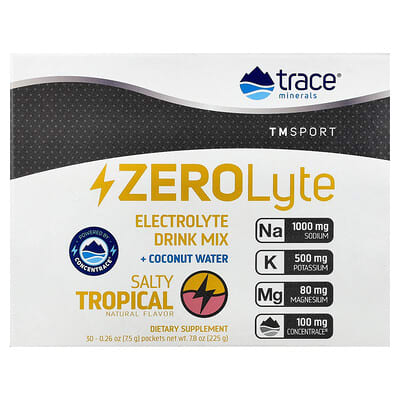 TM Sport, ZEROLyte, Electrolyte Drink Mix + Coconut Water,  Salty Tropical, 30 Packets,  0.26 oz (7.5 g) Each