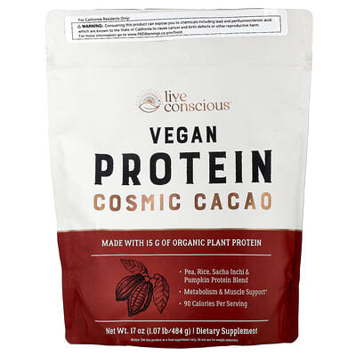 Live Conscious веганный протеин Cosmic Cacao, 1.07 lb (484 g)