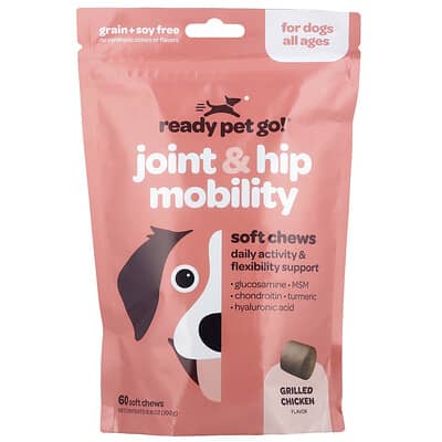 Joint & Hip Mobility, For Dogs, All Ages, Grilled Chicken ,  60 Soft Chews, 10.6 oz (300 g)