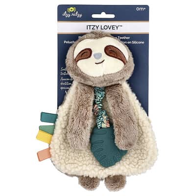 Itzy Lovey™, Plush Lovey with Silicone Teether, 0 Months+, Sloth, 1 Teether