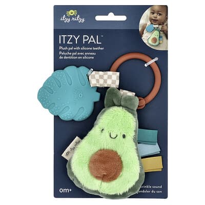 Itzy Pal™, Plush Pal with Silicone Teether, 0 Months+, Avocado, 1 Teether