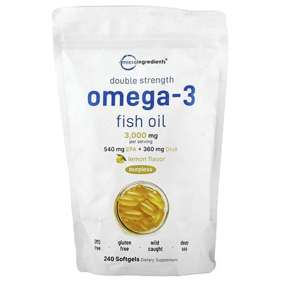 Omega-3 Fish Oil, Lemon, 240 Softgels (1,000 mg per Softgel)