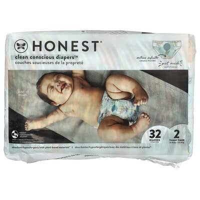 Clean Conscious Diapers™, Size 2, 12-18 lbs, Above It All, 32 Diapers