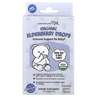 Organic Elderberry Drops, 6+ Months, Yummy Grape, 2 fl oz (60 ml)