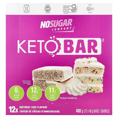 Keto Bar™, Birthday Cake, 12 Bars, 40 g Each