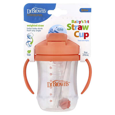 Первая поилочка с трубочкой для малышей, 6 месяцев +, Coral, 9 oz (270 ml)