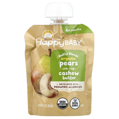 Happy Baby®, Nutty Blends™, 6+ Months, Organic Pears & Cashew Butter, 3 oz (85 g)