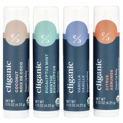 Organic Lip Balm Set, Sweet Bliss, 4 Pack, 0.15 oz (4.25 g) Each