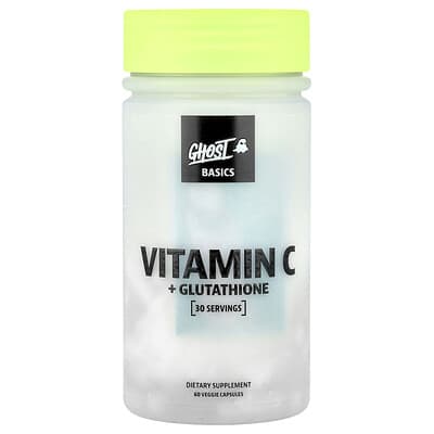 Витамины Ghost Basics, Vitamin C + Glutathione, 60 Veggie Capsules