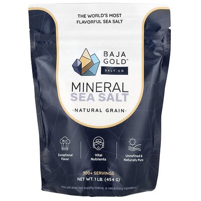 Mineral Sea Salt, Natural Grain, 1 lb (454 g)