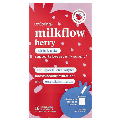 Milkflow®, Drink Mix, Delicious Berry, 16 Single Serve Packets, 0.35 oz (10 g) Each