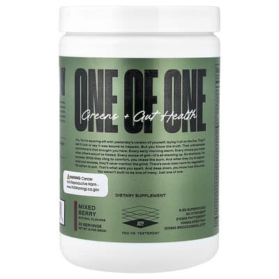 Смесь для здоровья кишечника ONE OF ONE Greens + Gut Health, Mixed Berry, 12.7 oz (360 g)