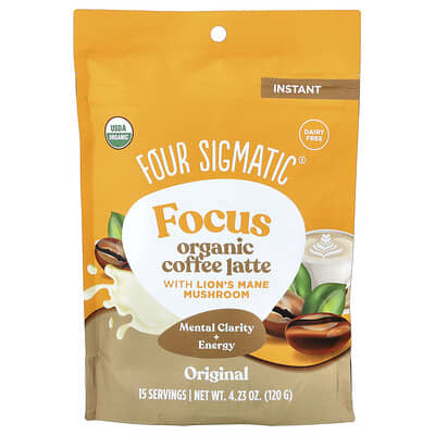 Focus, Organic Instant Coffee Latte With Lion's Mane Mushroom, Original, 4.23 oz (120 g)
