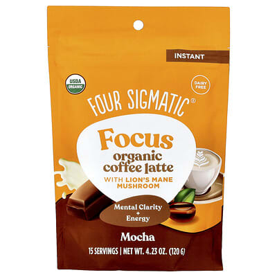 Focus, Organic Instant Coffee Latte With Lion's Mane Mushroom, Mocha, 4.23 oz (120 g)