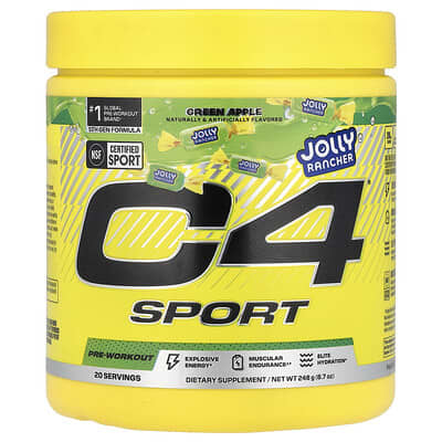 C4® Sport предтренировочный комплекс, Jolly Rancher Green Apple, 8.7 oz (248 g)