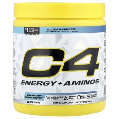 Энергетический напиток C4® Energy + Aminos Blue Raspberry, 8.8 oz (249 g)