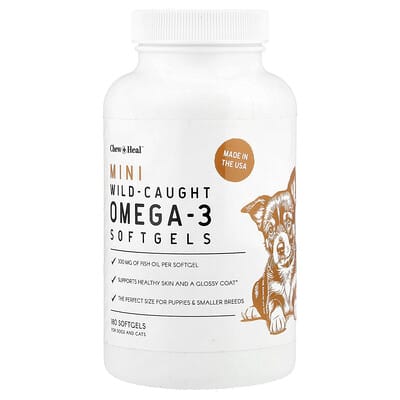 Mini Wild-Caught Omega-3 Softgels, For Dogs and Cats, 180 Softgels