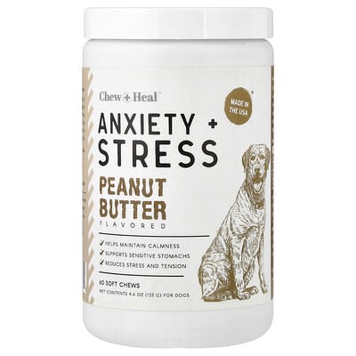 Anxiety + Stress, For Dogs, Peanut Butter, 60 Soft Chews, 4.6 oz (132 g)