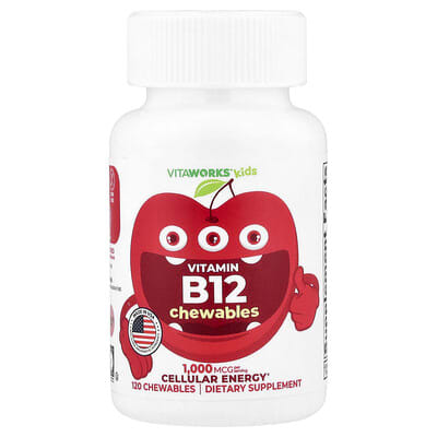 Kids, Vitamin B12 Chewables, Cherry, 120 Chewables (500 mcg per Chewable)