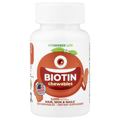 Kids, Biotin Chewables, Orange, 120 Chewables