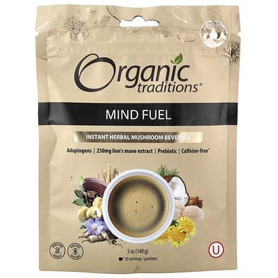Напиток Organic Traditions Superfoods, Mind Fuel, Herbal Mushroom, Caffeine Free, 5 oz (140 g)