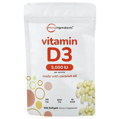 Vitamin D3 , 5,000 IU, 500 Softgels