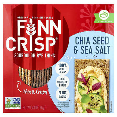 Ржаные хлебцы Finn Crisp Sourdough Rye Thins, Chia Seed & Sea Salt, 6.8 oz (195 g)