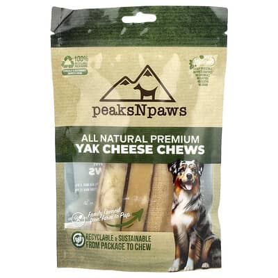All Natural Premium Yak Cheese Chews, Medium, 3 Chews, 7.5 oz