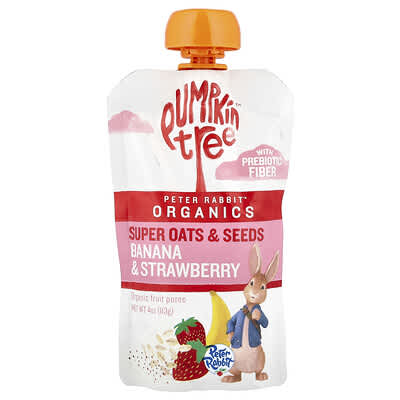 Peter Rabbit™ Organics, Organic Fruit Puree, Super Oats & Seeds, Banana & Strawberry, 4 oz (113 g)