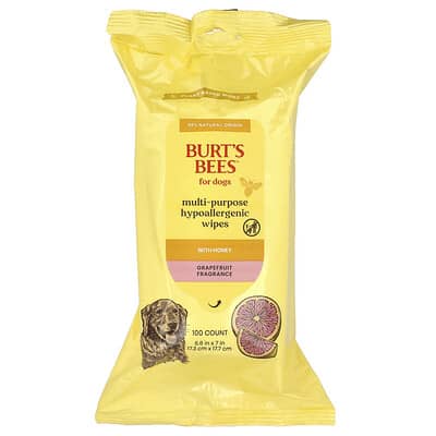 Multi-Purpose Hypoallergenic Wipes with Honey, For Dogs, Grapefruit, 100 Count