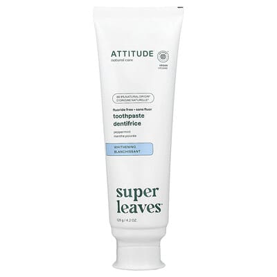 Super Leaves™ зубная паста для отбеливания без фтора, перечная мята, 4.2 oz (120 g)