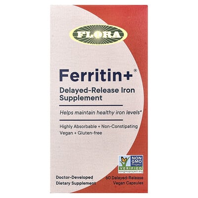 Ferritin +®, 60 Delayed-Release Vegan Capsules  (20 mg per Capsule)