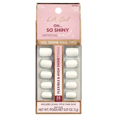 Oh So Shiny Artificial Nails, Gel Shine Nail Tips, GNT151 Cloud Nine, 25 Piece Kit