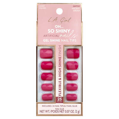 Oh So Shiny Artificial Nails, Gel Shine Nail Tips, GNT152 Wildest Dream, 25 Piece Kit
