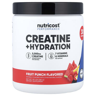 Спортивная добавка Nutricost Performance, Creatine + Hydration, Fruit Punch, 10.1 oz (282 g)