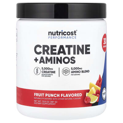 Добавка Nutricost Performance, Creatine + Aminos, Fruit Punch, 13.8 oz (387 g)