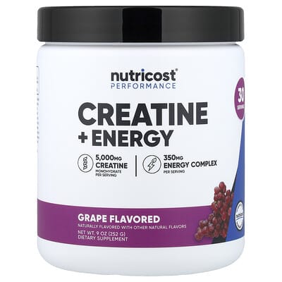Nutricost Performance, креатин + энергия, вкус винограда, 9 oz (252 g)