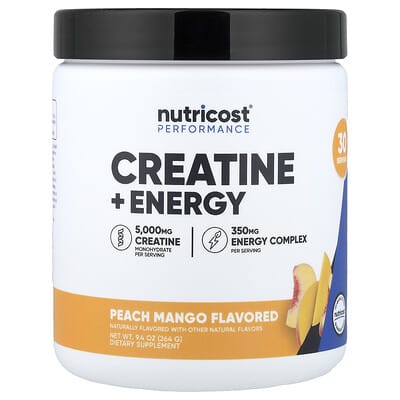 Creatine + Energy Performance, персик-манго, 9.4 oz (264 g)