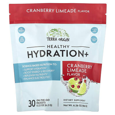 Healthy Hydration+, Cranberry Limeade, 30 On-The-Go Packets, 0.22 oz (6.2 g) Each