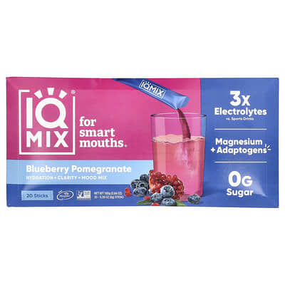 IQMIX®, Hydration + Clarity + Mood Mix, Blueberry Pomegranate, 20 Sticks, 0.28 oz (8 g) Each