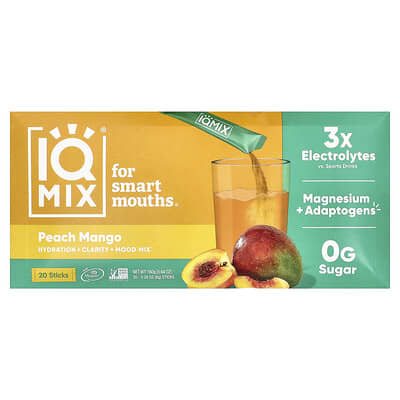 IQMIX®, Hydration + Clarity + Mood Mix, Peach Mango, 20 Sticks, 0.28 oz (8 g) Each