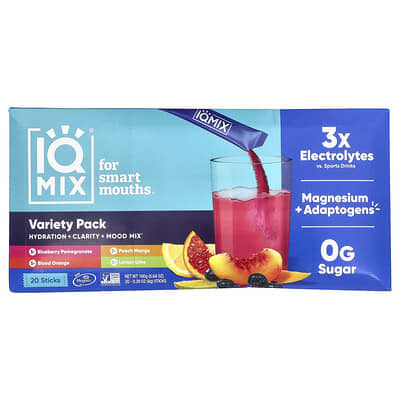 IQMIX®, Hydration + Clarity + Mood Mix, Variety Pack, 20 Sticks, 0.28 oz (8 g ) Each