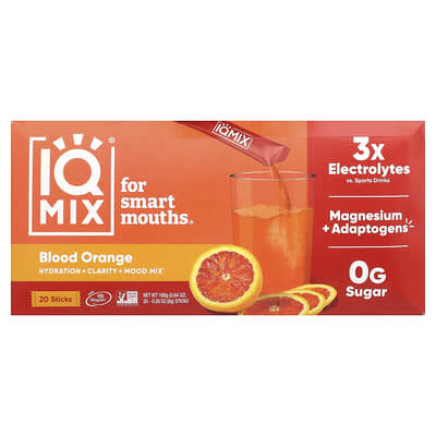 IQMIX®, Hydration + Clarity + Mood Mix, Blood Orange, 20 Sticks, 0.28 oz (8 g ) Each