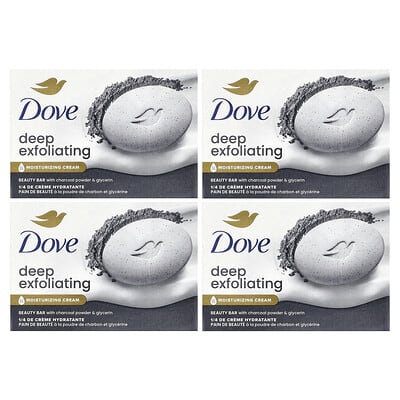 Deep Exfoliating Beauty Bar with Charcoal Powder & Glycerin, 4 Bars, 3.75 oz (106 g) Each