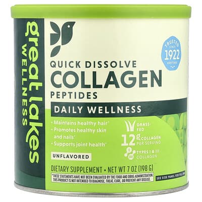 Quick Dissolve Collagen Peptides, Daily Wellness, Unflavored, 7 oz (198 g)