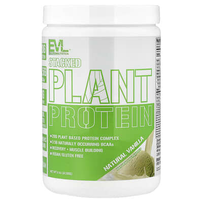 Растительный протеин Stacked Plant Protein, Natural Vanilla, 0.66 lb (300 g) EVLution Nutrition