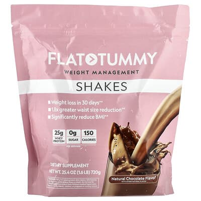 Flat Tummy Shakes, натуральный шоколад, 1.6 lb (720 g)