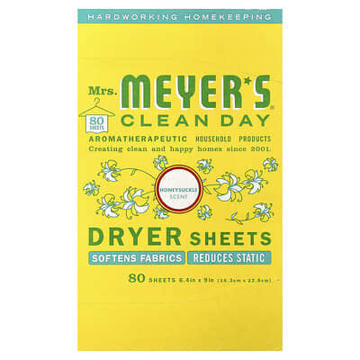 Mrs. Meyers Clean Day Освежители для белья, Honeysuckle, 80 Sheets