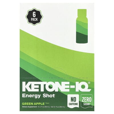 Energy Shot, Green Apple, Caffeine Free, 6 Bottles, 2 fl oz (59 ml) Each