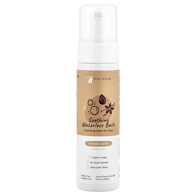Soothing Waterless Bath, Cleansing Foam For Dogs, Almond + Vanilla, 8 fl oz (236 ml)
